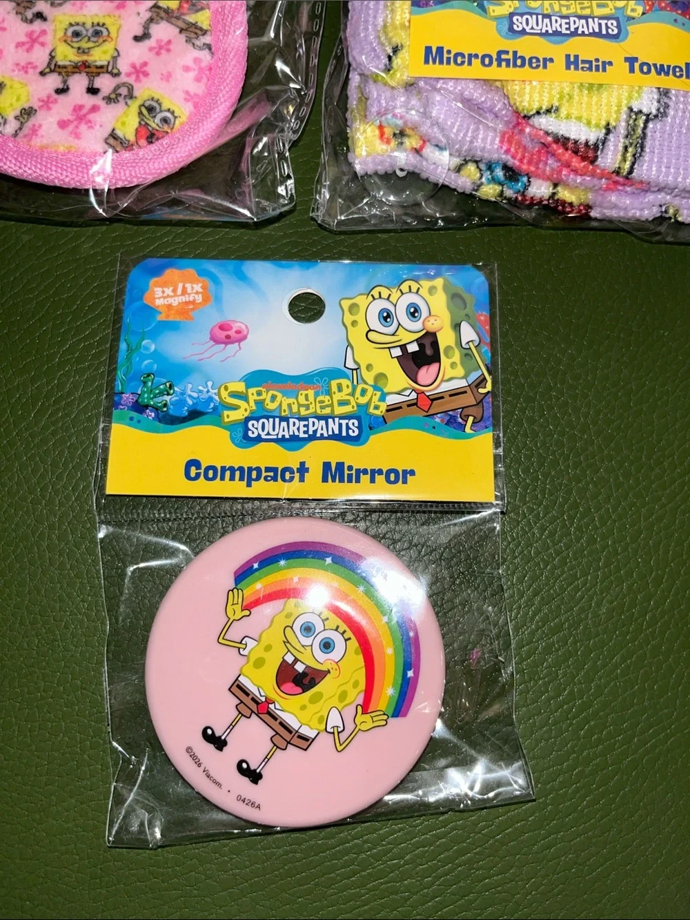 SpongeBobSquarePantsPinkMicrofiber Makeup Pads&HairTowelSet